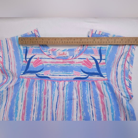 Smart Time Vintage Cotton Poly Embroidered Tulip House Spring Dress Medium - Picture 8 of 13